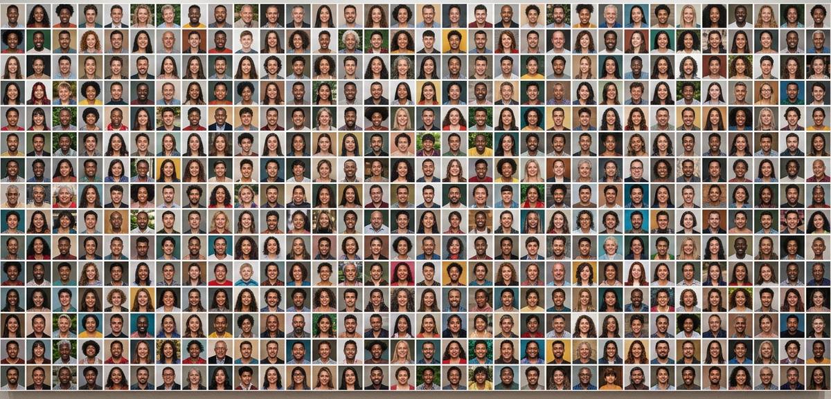 Mosaico de rostros de personas diversas que participan en el debate